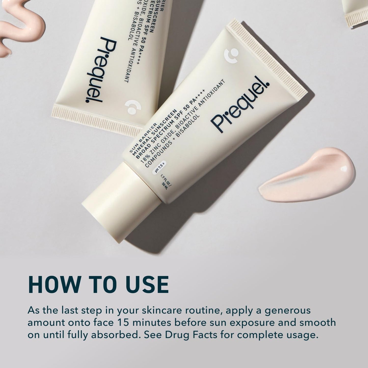 Prequel Skin Sun Barrier Mineral Sunscreen SPF 50. PA++++ Broad Spectrum Zinc Oxide Sunblock with Semi-Transparent Lightweight Texture. Moisturizing UV Defense for Face. Travel Size, 1.7oz