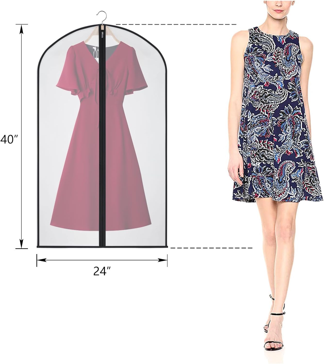 Kntiwiwo Garment Bags Clear Suit Bag for Closet Storage Hanging Clothes Dress Cover Bags (40"12pcs-Black Edges)