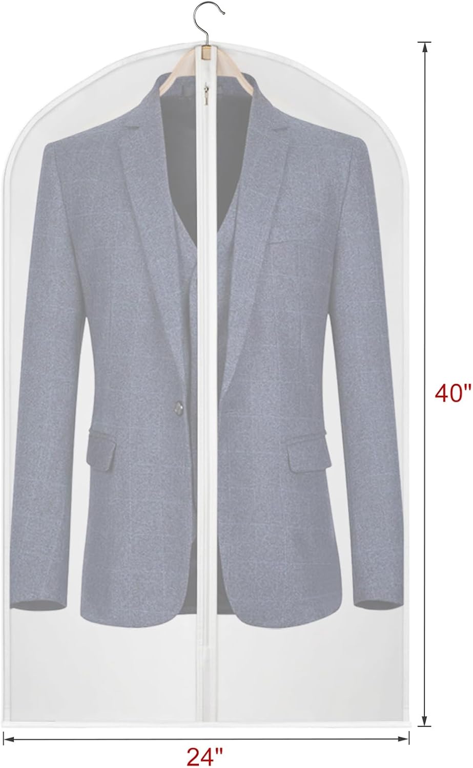 Kntiwiwo Garment Bag Suit Bags for Storage with Zipper 40 inches Clear Dust-Proof Clothes Cover Bag for Suit, Coat, Dress Closet Clothes Storage- Set of 20 [Upgraded Version]