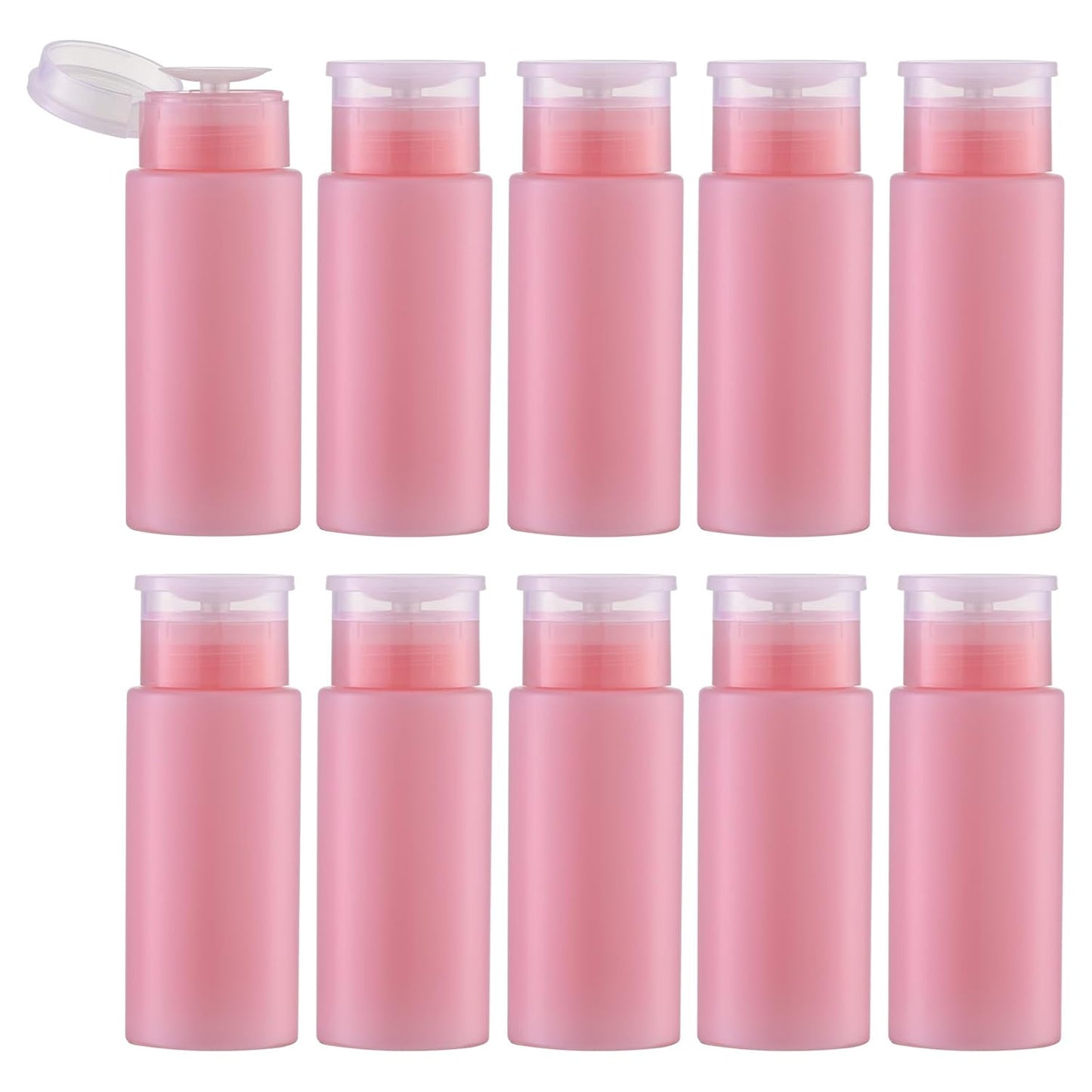 5.3oz Nail Polish Remover Bottle, 10PCS Push Down Pump Alcohol Dispenser, Empty Makeup Acetone Containers (Pink)