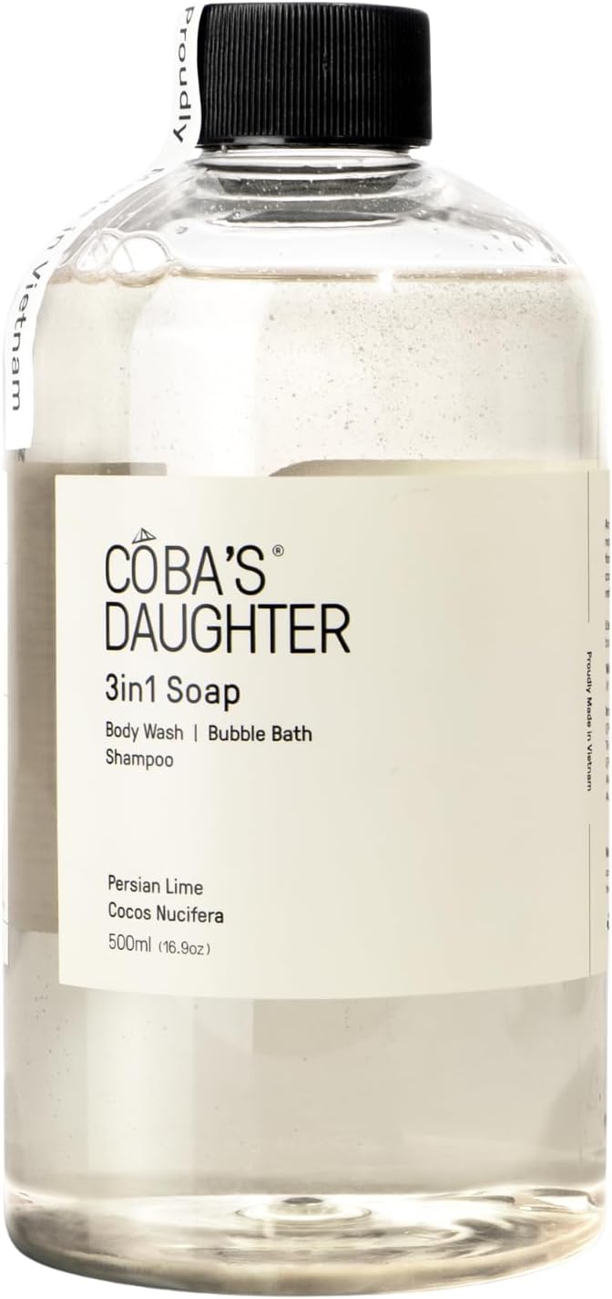 COBA'S DAUGHTER 3in1Soap Bubble Bath | Body Wash, Hand Wash| Cleanse, Nourish & Soften Skin with Inulin & Seaweed Extract | Persian Lime & Coconut Scent(16.9oz)