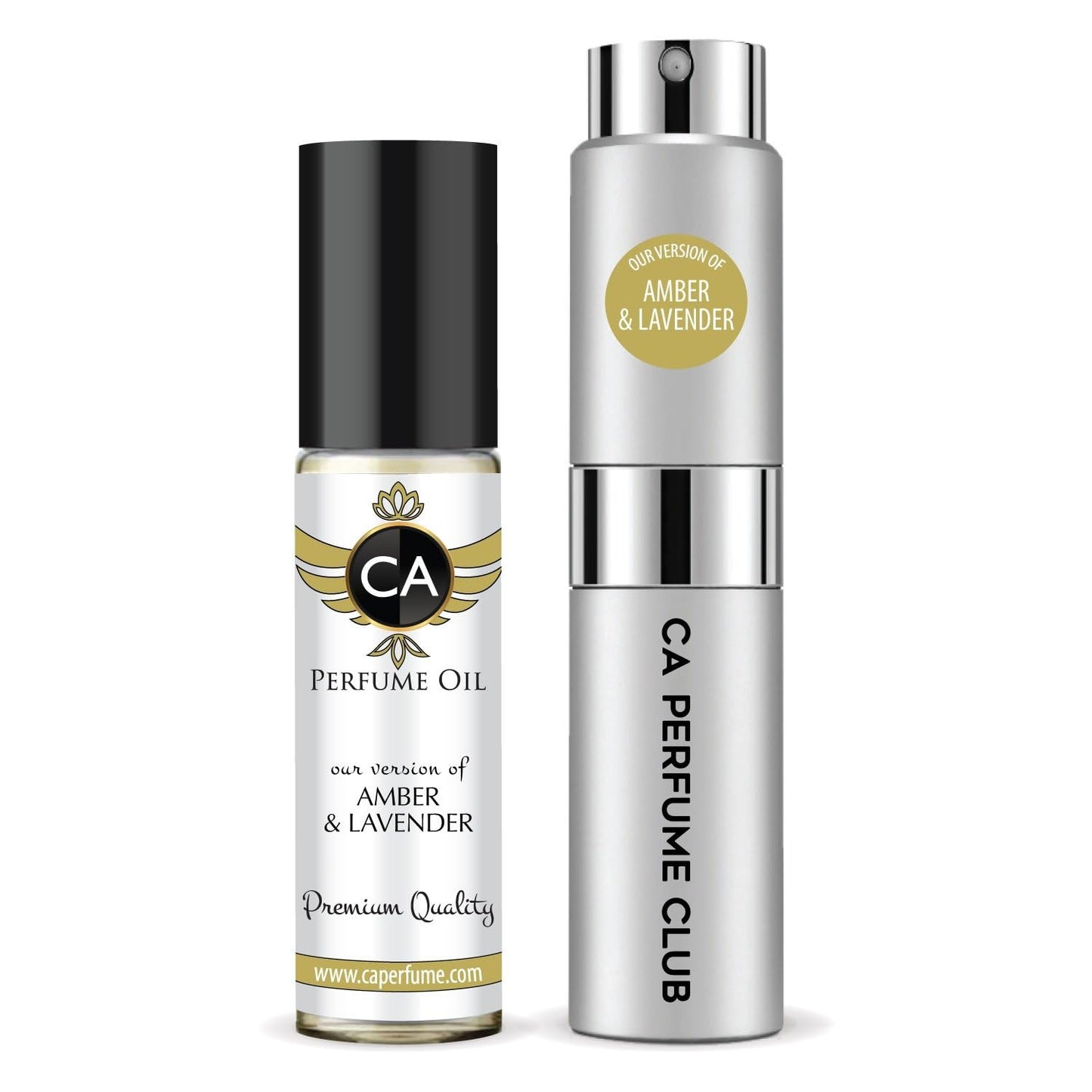 CA Perfume Duo Impression of Amber & Lavander For Men Perfume Layering Set Mens Cologne Long Lasting Travel Size EDP + Body Oil Roll-On Bottle 0.27 Fl Oz+0.33 Fl Oz