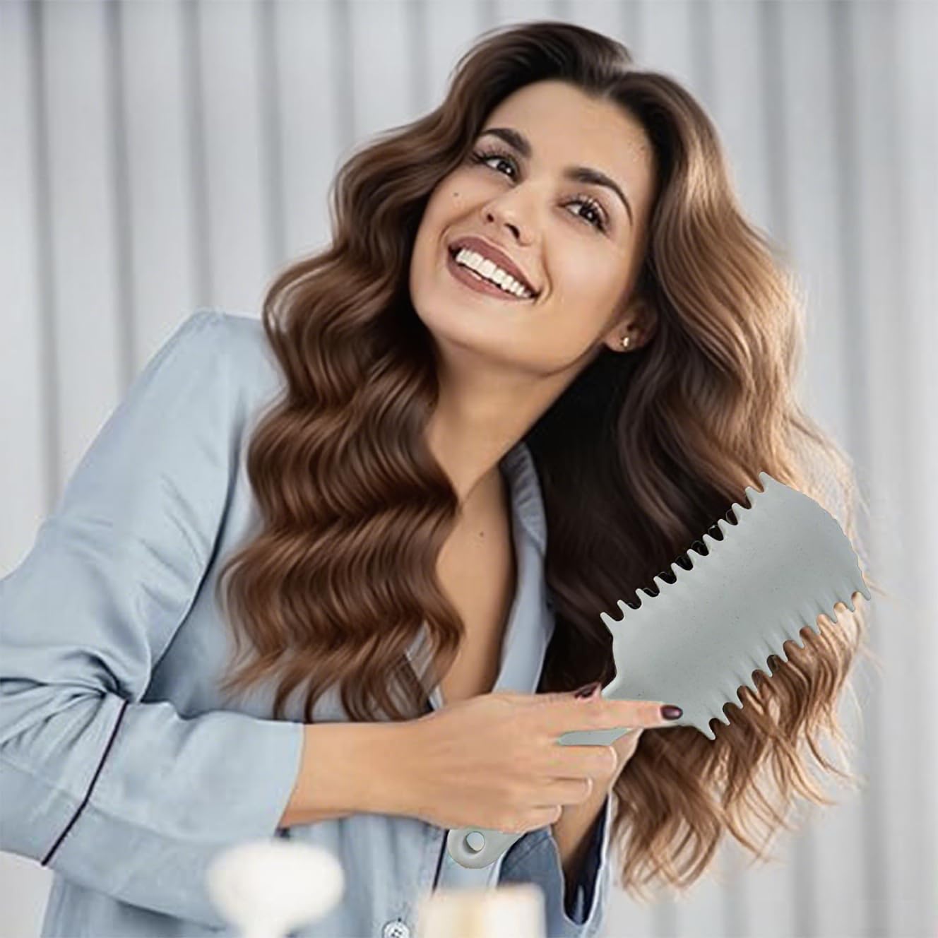 Curly Hair Brush, Volume Curl Defining Brush for Detangling Shaping and Styling Women's Curls, Reduce Pulling (Beige)