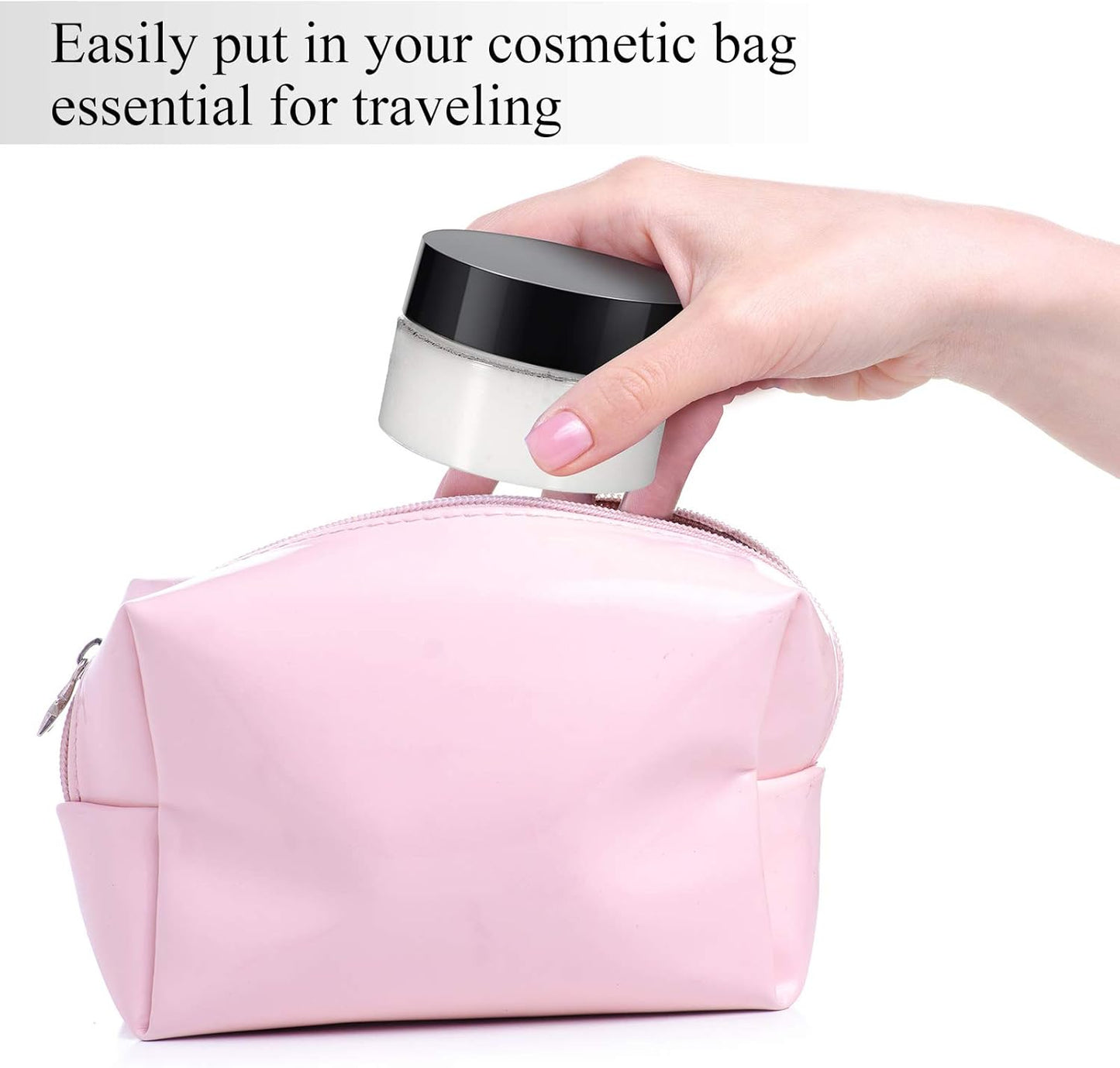 SATINIOR 12 Pack 1 oz Plastic Container Jars with Lids Round Clear Travel Cosmetic Container Jars for Toiletries, Lotion, Cream, Ointments, Makeup, Rhinestone, Samples, Kitchen Storage, Black