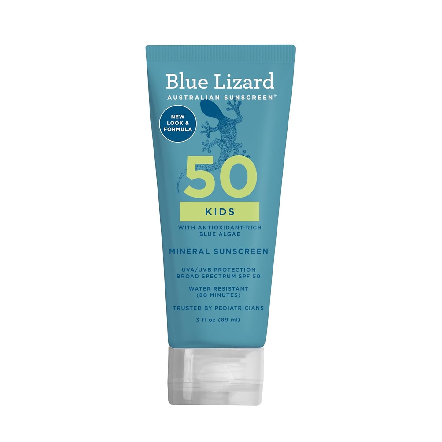 Blue Lizard Kids Mineral SPF 50 Sunscreen Lotion, 100% Mineral, Children’s Sunscreen, Water-Resistant Formula, Paraben-Free, Fragrance-Free, 3 fl oz
