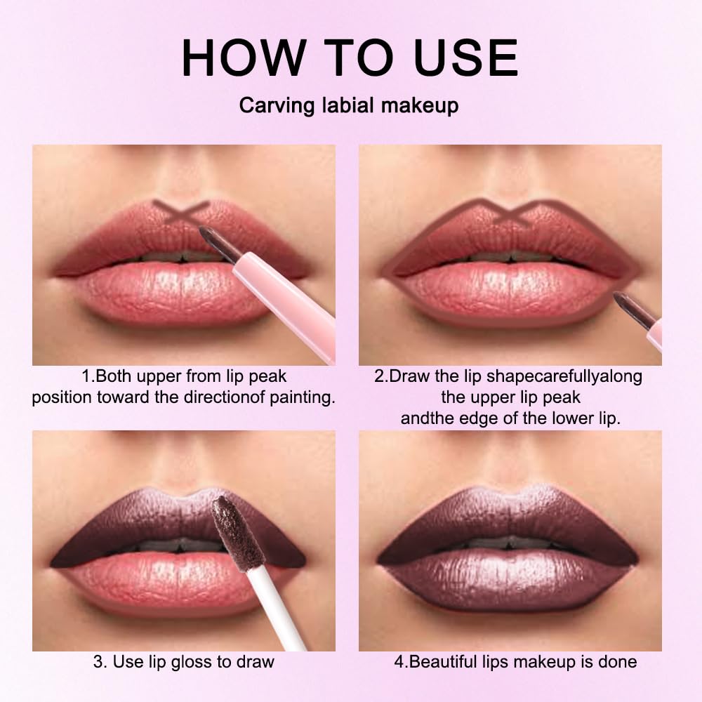 Kaely 2-in-1 Dark Borwn Metallic Lipstick and Lip Liner, Shimmer Liquid Metallic Lipsticks for Women, Glitter Lip Gloss Stain Long Lasting Waterproof Smudge Proof 24 Hour, Vegan Makeup, 11