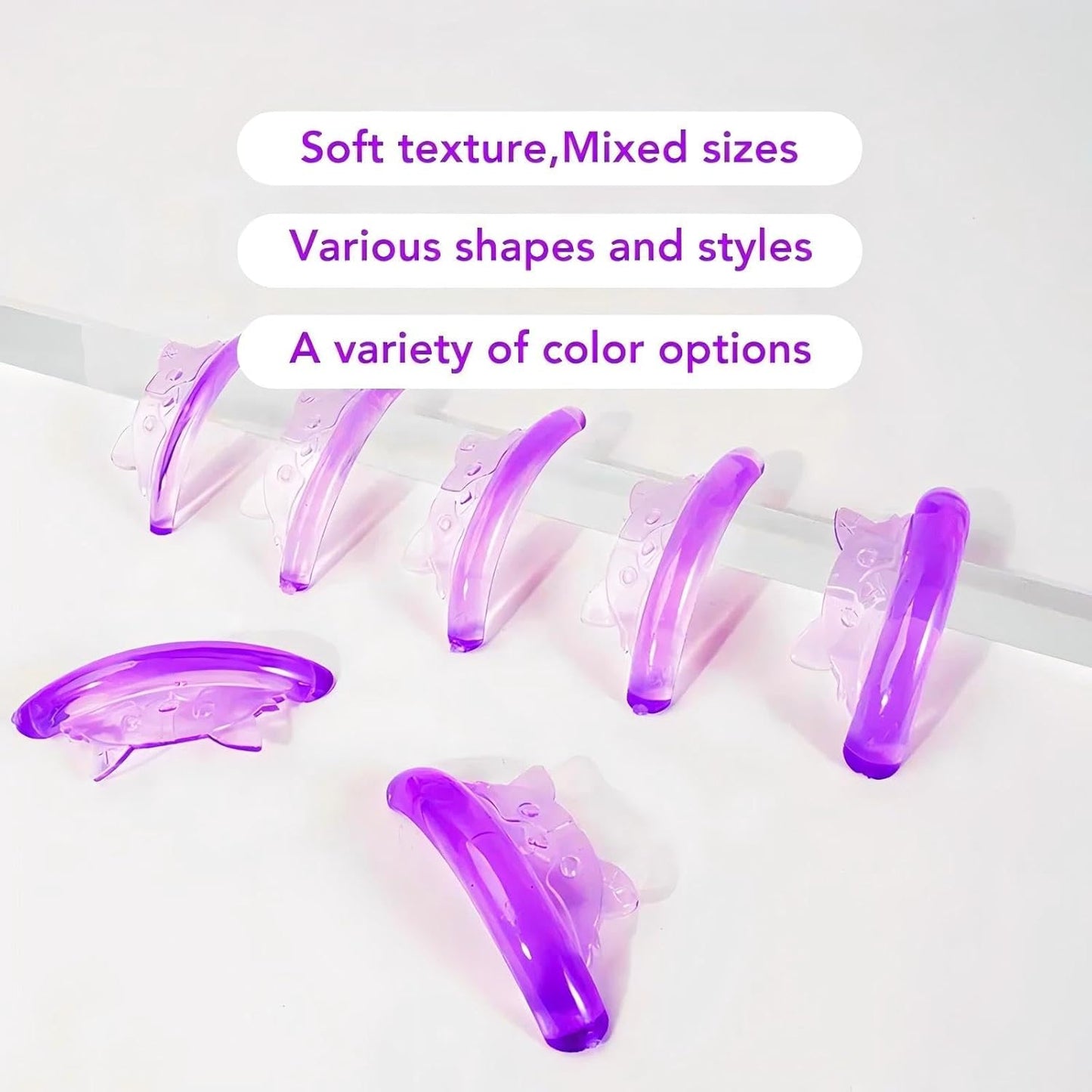 Lash Lift Pads Eyelash Perm Shield C Curl 5 Size Lash Lift Lamination Pad, Rapid 5 Minute Eyelash Lifting Shields Make Eyes Voluminous Flexible C curl Pads Extreme Perm Rod 100 Applications(purole)