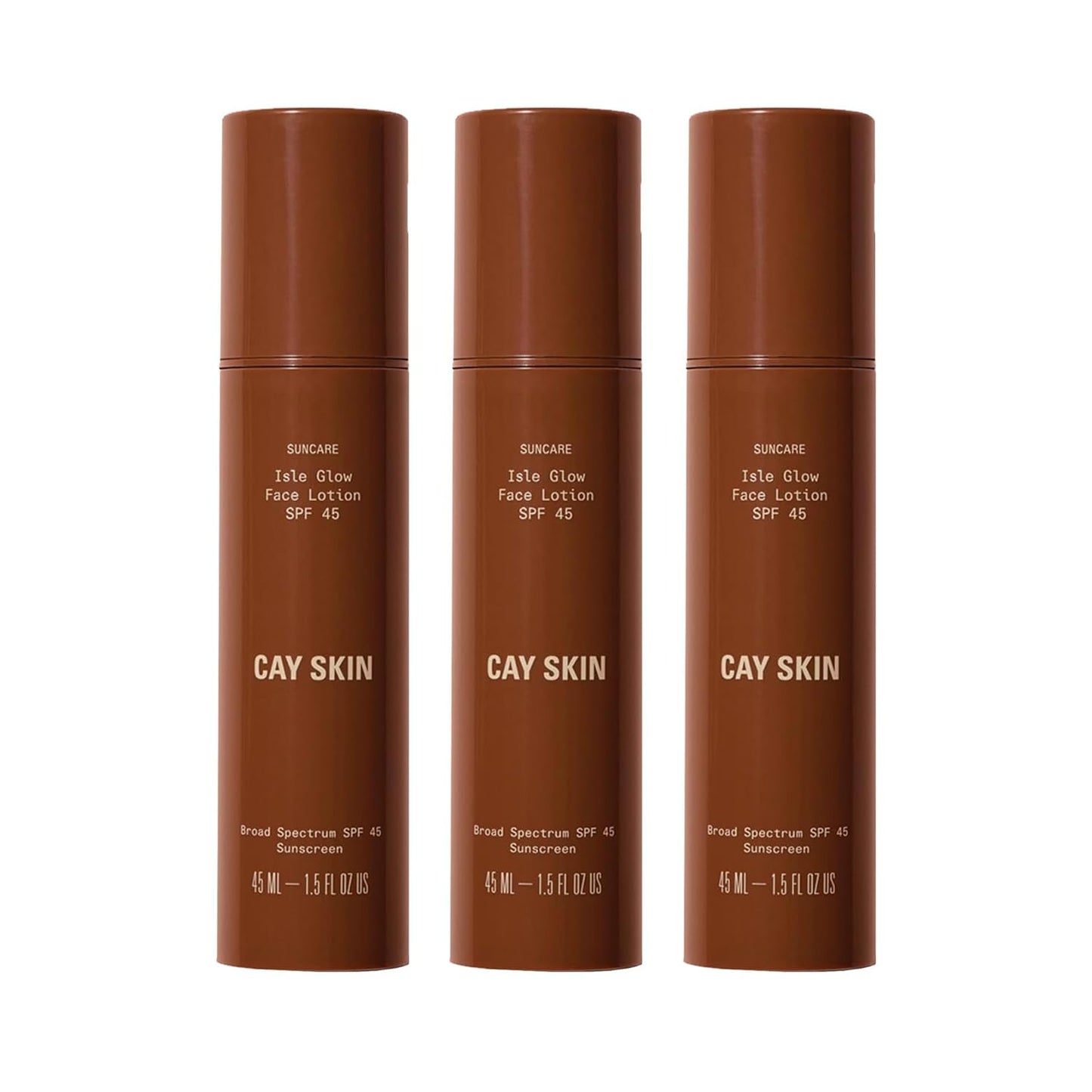 Cay Skin Isle Glow Face Moisturizer SPF 45 – Illuminating Moisturizer, Broad Spectrum Sunscreen + Makeup Primer – Lightweight, Pearlescent Formula with Radiant Finish for All Skin Types – 3-Pk, 1.5 oz