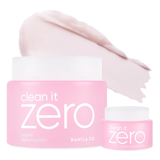 BANILA CO Clean It Zero Original Cleansing Balm Duo | Big Size 180ml + Travel Size 50ml | Korean Makeup Remover & Facial Cleanser | Vegan, Acerola Berry & Vitamin C