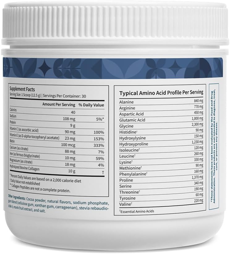 Pattern Wellness Collagen Peptides Powder (Type I & III) - Hair, Nails, Skin & Joint Support - Grass Fed & Pasture-Raised - Hydrolyzed, Non-GMO, Dairy Free, & Keto-Friendly - Cookies & Cream (13 Oz)