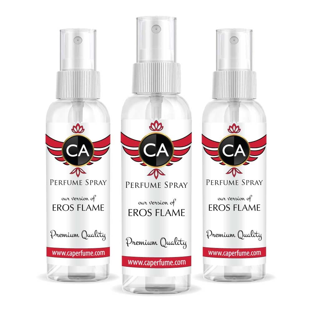 CA Perfume Eco Refill Impression of Eros Flame For Men EDP Perfume Concentrated Long Lasting Eau de Parfum Spray Refillable Atomizer Bottle 2 Fl Oz/60ml-X3