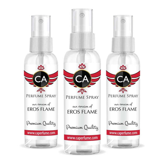 CA Perfume Eco Refill Impression of Eros Flame For Men EDP Perfume Concentrated Long Lasting Eau de Parfum Spray Refillable Atomizer Bottle 2 Fl Oz/60ml-X3