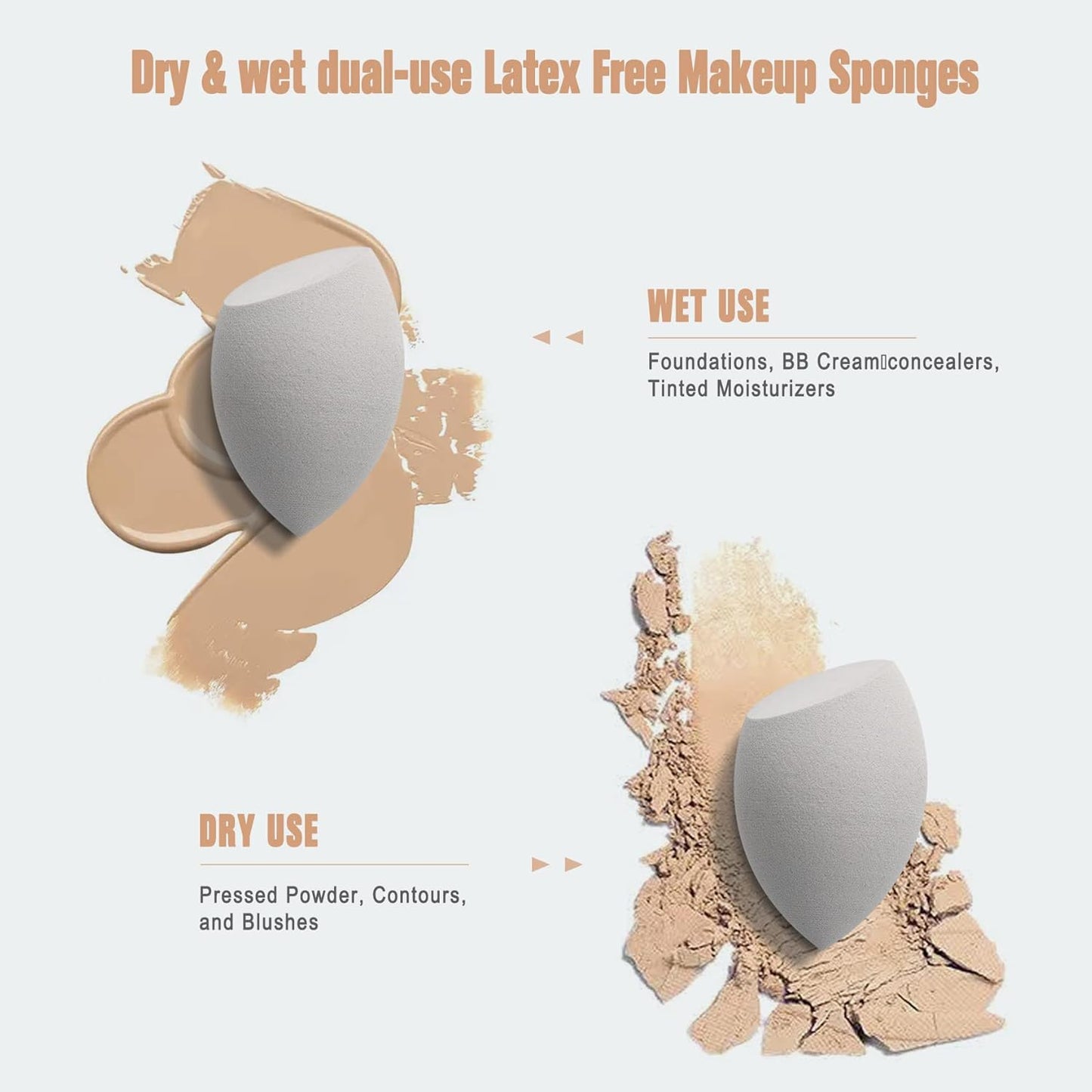 FERYES Makeup Sponge Holder with Makeup Sponge– Eco-Friendly Silicone Beauty Make Up Blender Case and Dry & Wet Use Foundation Sponge for Travel - Khaki (MS Khaki)