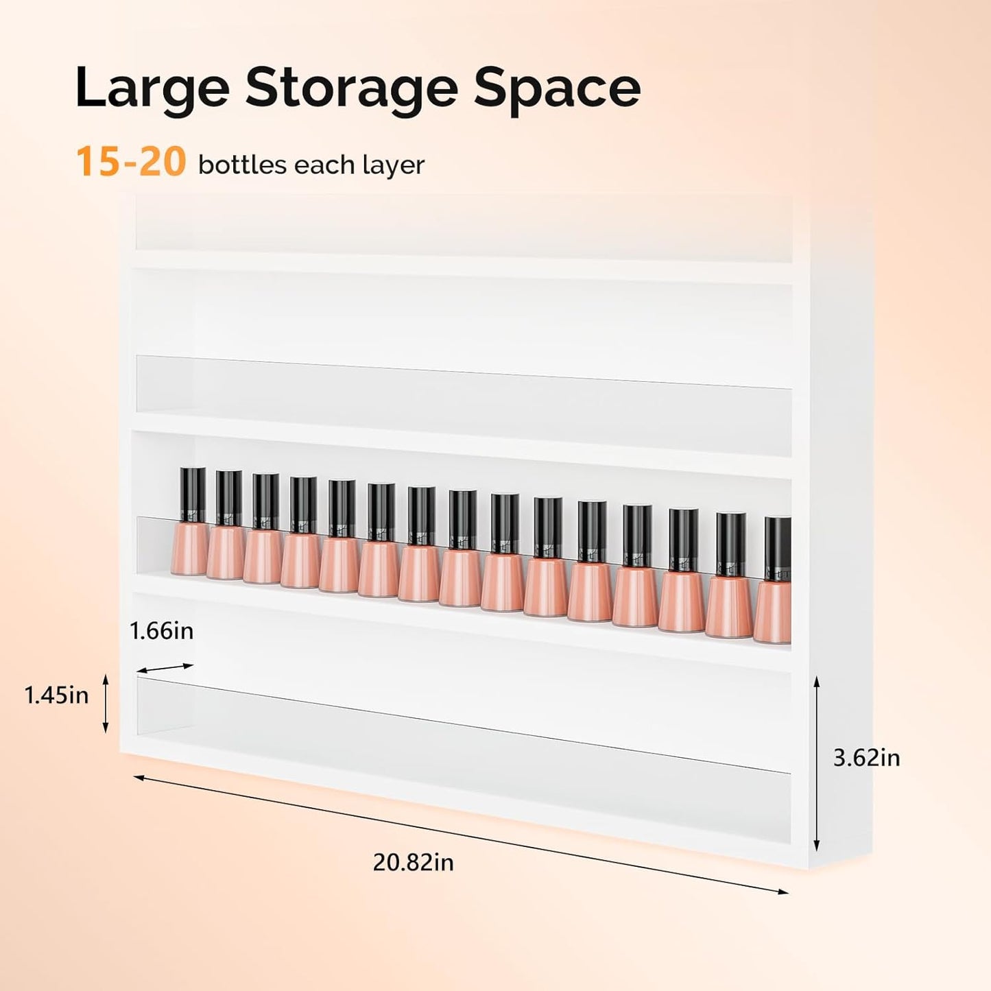 OmySalon 6 Layers Nail Polish Rack, Wall Mount Nail Polish Organizer w/Acrylic Baffle (White)
