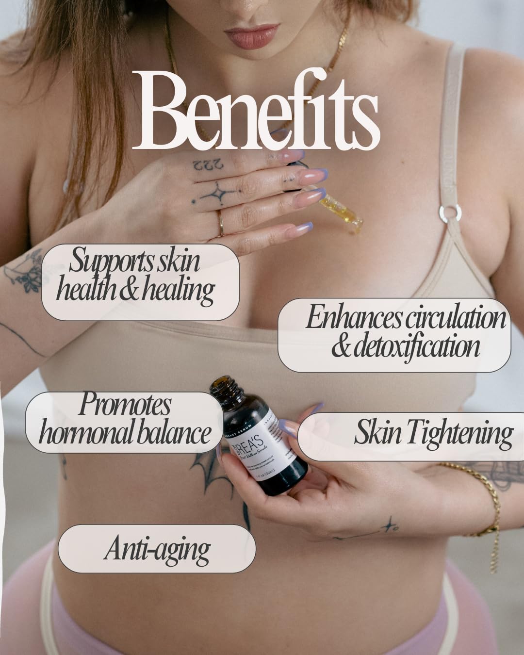 Brea's Breast Wellness Serum – Botanical Essential Oil Blend with Frankincense, Geranium, Evening Primrose & Jojoba for Soothing Massage & Skin Hydration – 1 fl oz