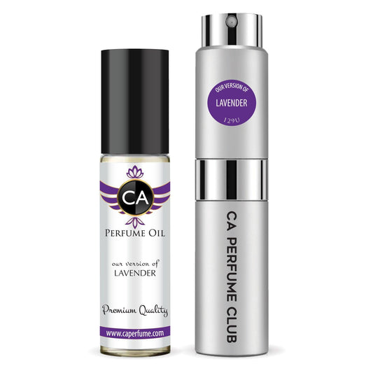 CA Perfume Duo Impression of Lavender For Women And Men Perfume Layering Set Long Lasting Travel Size EDP + Body Oil Roll-On Bottle 0.27 Fl Oz+0.33 Fl Oz