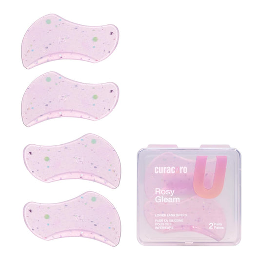 Curacoro Lower Lash Lift Shields, 4 Pcs Lash Lift Pads Self Adhesive, Bottom Eye Rods for Lifting and Curling, Reusable Silicone Tools for Eyelash Perm Lamination