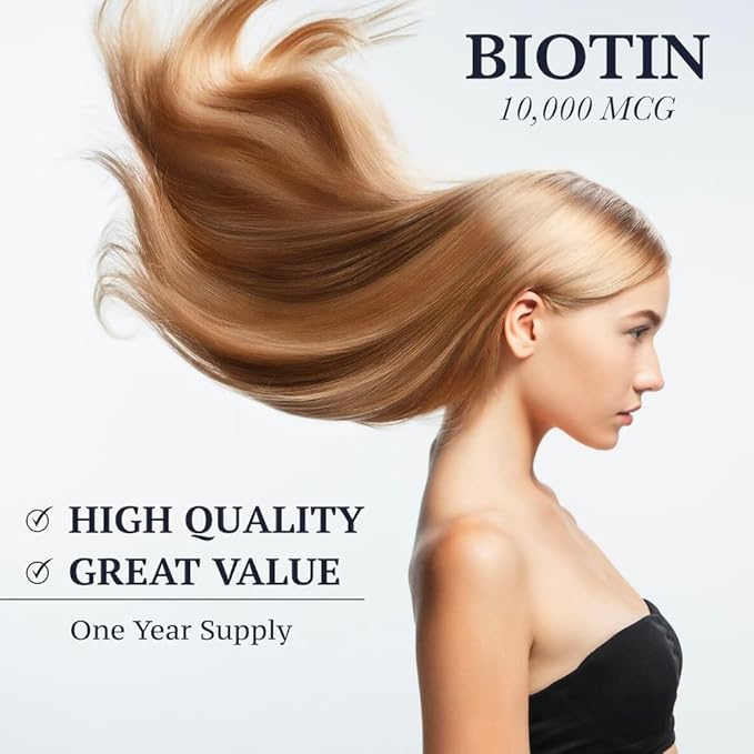 Puregen Labs Biotin 10,000 MCG Supports Healthy Hair, Skin & Nails - High Potency Beauty Support - Non-GMO, Gluten Free | 360 Vegetarian Tablets