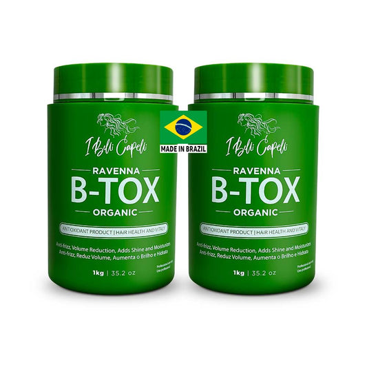 I Belli Capelli Ravenna B-tox Organic Hair Mask - Hair Conditioner with Brazilian Keratin, Argan Oil, and Panthenol - Nourishing, Hydrating, Smoothing Treatment - 1L, 2 Pack