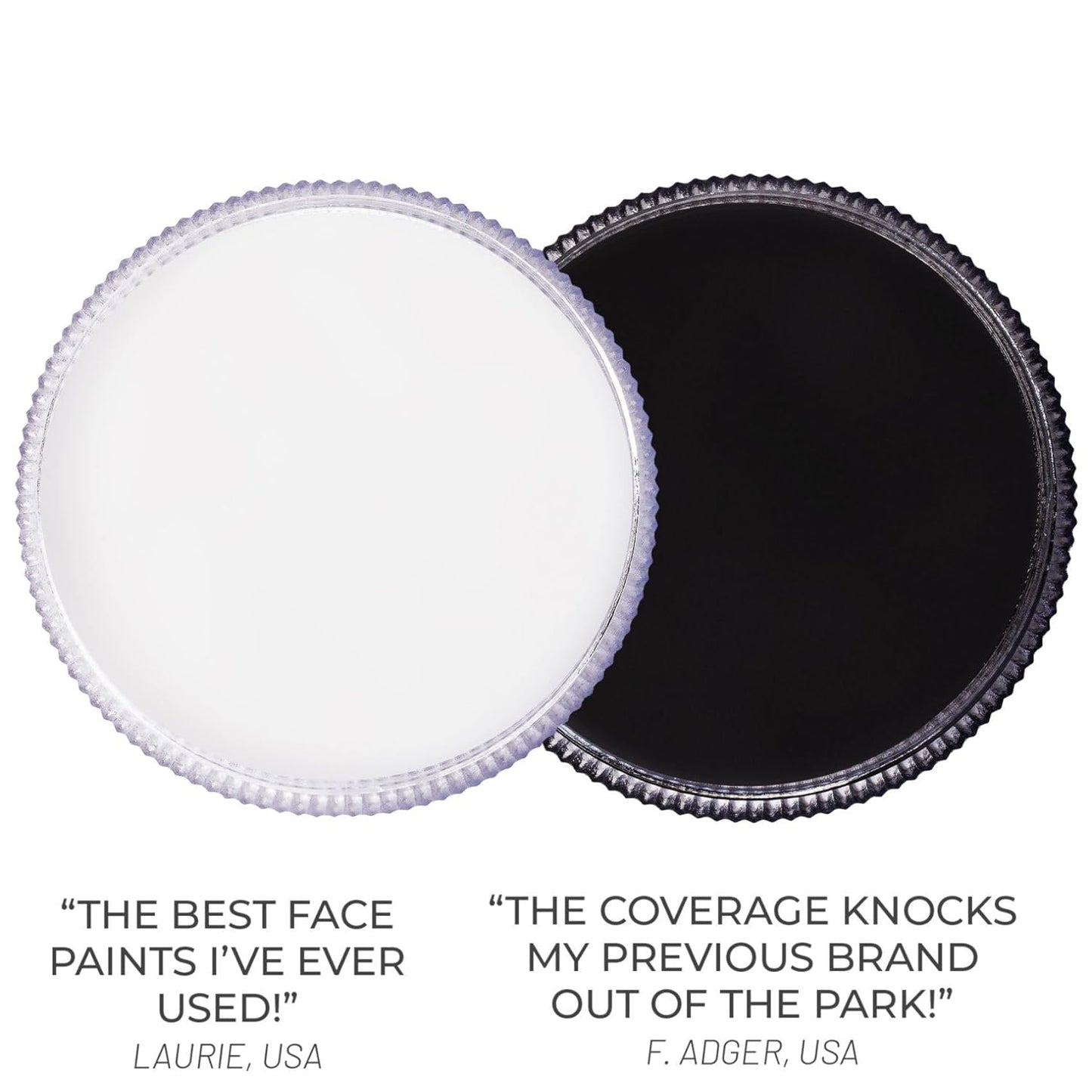 Blue Squid PRO Face Paint - Professional Water Based Single Cake Facepaint & Body Paints - SFX Makeup, Kids Adults Face Painting for Costume, Halloween, Cosplay - Classic Black & White 30g / 1oz