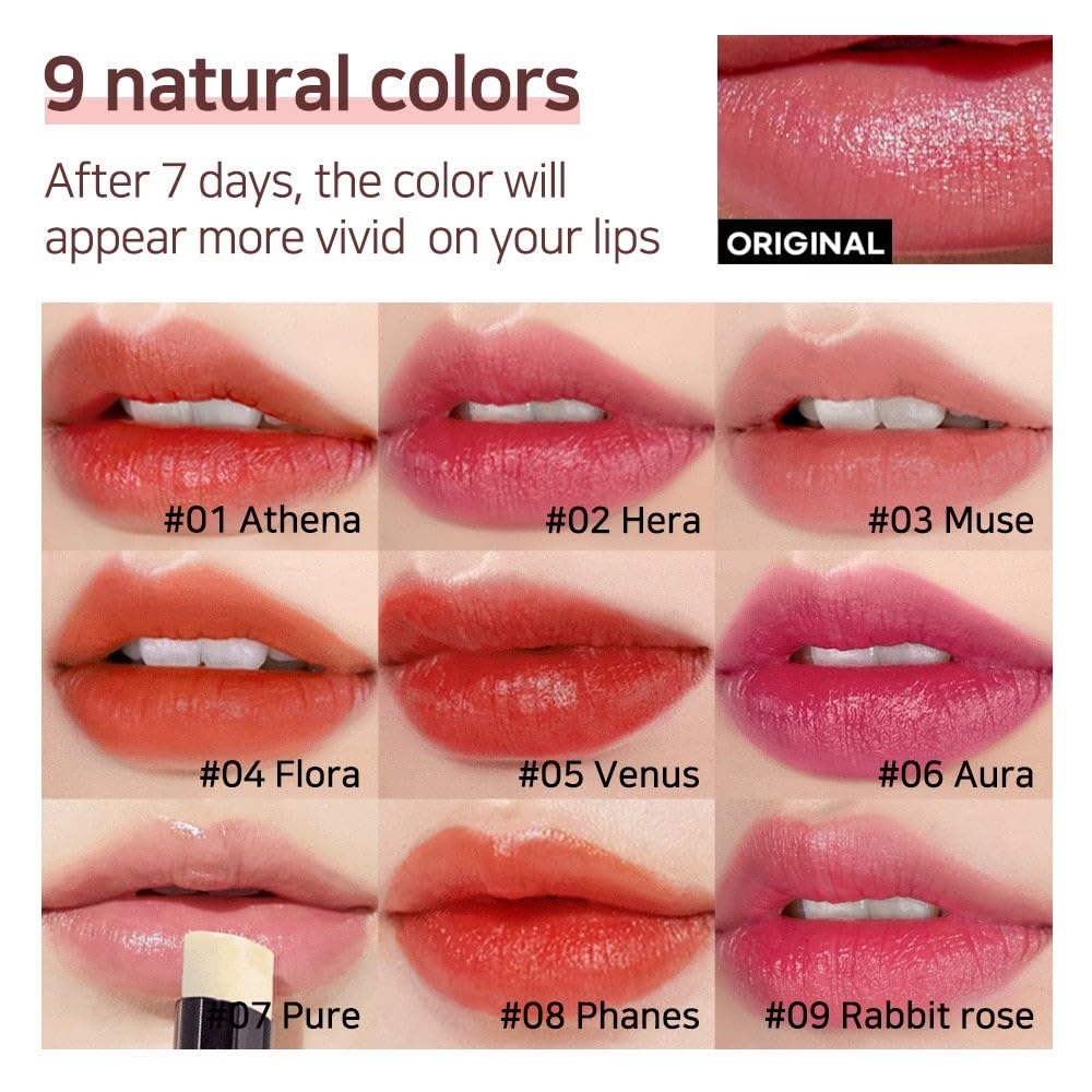 Lux Triple Lip Cure Balm (RABBIT ROSE (Berry Pink)) (+8 more colors) Petrolatum/Paraben Free, Lip Butter,lip balm hydrating,tinted moisturizer (0.17 oz)