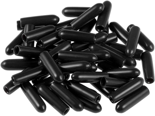 uxcell 50pcs Rubber End Caps 2.5mm ID Vinyl Round Tube Bolt Cap Cover Screw Thread Protectors Black, 0.1 inch