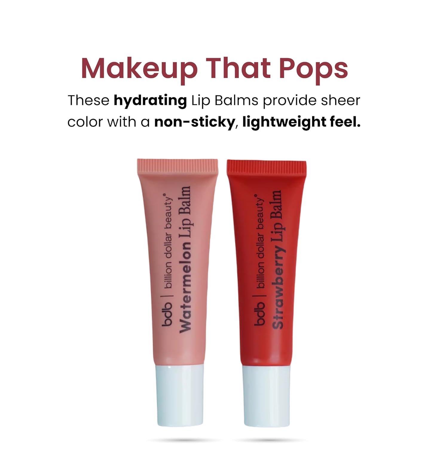 bdb Lip Balm: Berry and Vanilla - Tinted & Hydrating, Sheer Color, Non-Sticky, 2-Pack