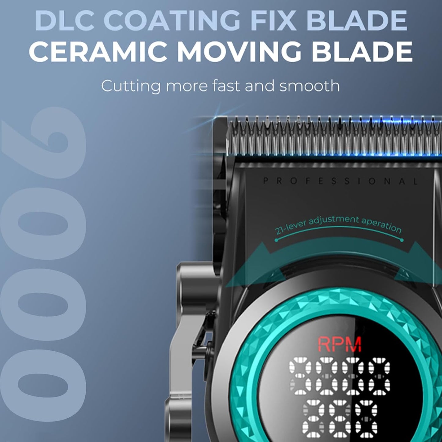 VGR 001 Professional Hair Clippers for Men, Cordless Barber Clippers for Hair Cutting, Carbon Steel Blade Hair Trimmers for Barbers, 9000RPM, LED Display, Black