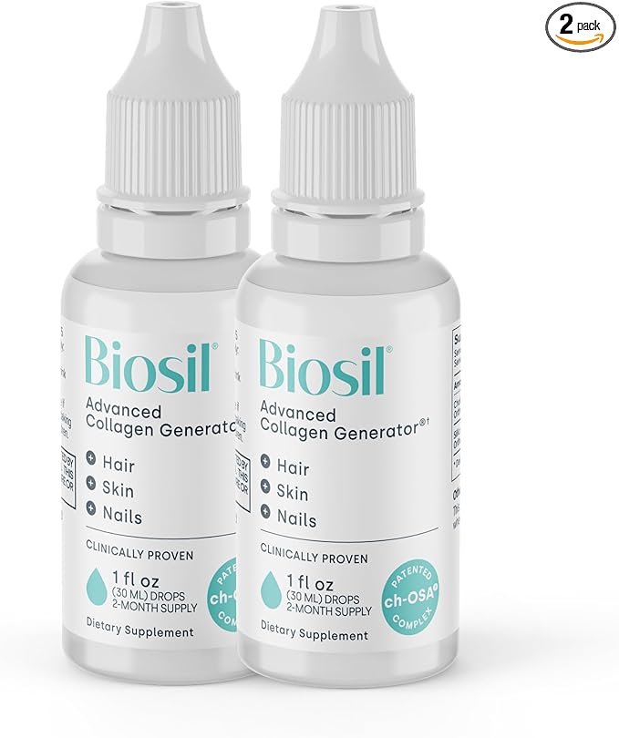 Biosil Collagen Generator - 1 fl oz Drops, Pack of 2 - with Patented ch-OSA Complex - Generates & Protects Your Own Collagen - GMO Free - 120-Day Supply