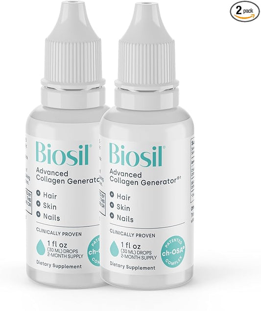 Biosil Collagen Generator - 1 fl oz Drops, Pack of 2 - with Patented ch-OSA Complex - Generates & Protects Your Own Collagen - GMO Free - 120-Day Supply