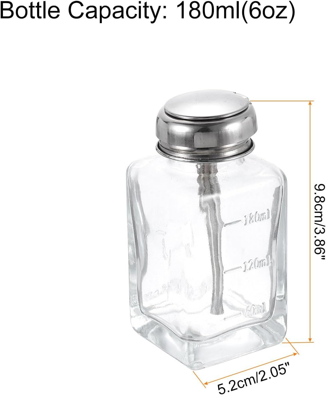 HARFINGTON 2pcs Solvent Alcohol Dispensers 180ml(6.1oz) Conical Push Down Liquid Dispenser Pump Bottle with Stainless Steel Tube and Copper Core for Acetone Polish Remover