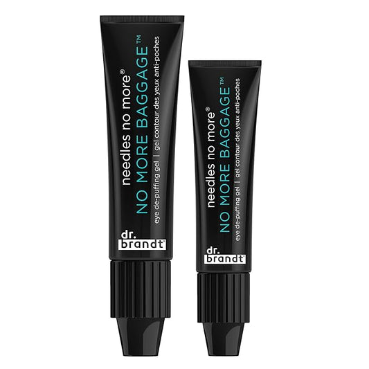 Dr. Brandt Needles No More, No More Baggage Bundle - Minimizes Under-Eye Bags, Puffiness & Dark Circles - Full (0.5 oz) + Travel Size (0.25 oz)