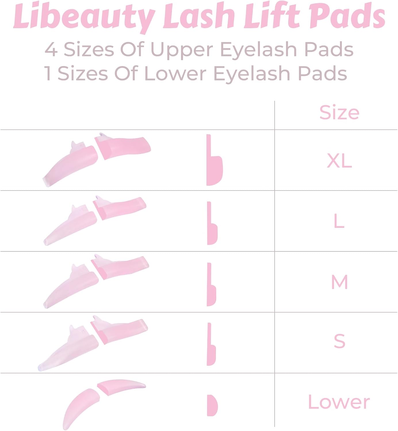 Libeauty Premium Lash Lift Rods, 4+1 Set with Lower Eyelash Shields, Reusable Soft Silicone Pads for Eyelash Curling & Lifting, Pink Monster Shape