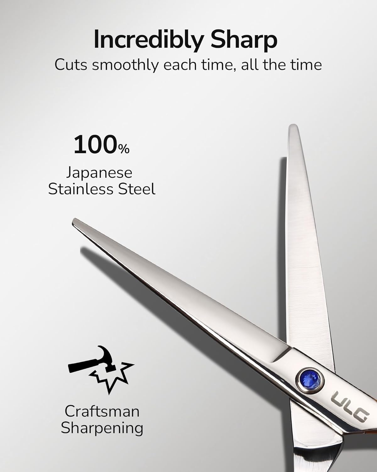 ULG Hair Cutting Scissors, Professional Hair Scissors 6.5 inch Right-Hand Razor Edge Barber Shears with Comb Salon Hair Cutting Shears Made of Japanese Stainless Steel, Hand Sharpened