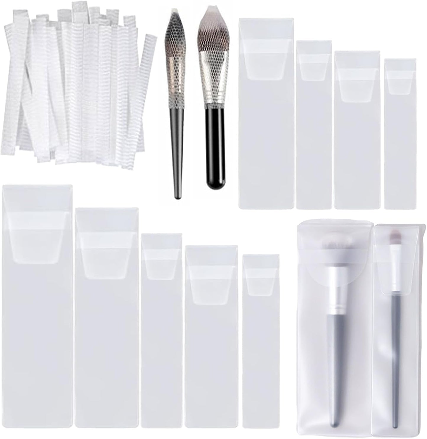 40 PCS Makeup Brush Covers for Travel Cosmetic Makeup Brushes Protector, Brush Cover for Women Portable Mesh Net for Professional & Daily Use (20 storage nets and 20 protective covers)