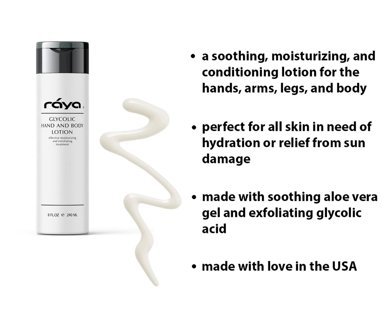 Raya Glycolic Hand and Body Lotion with AHA (G-333) | Soothing, Moisturizing, Exfoliating, and Conditioning Lotion for the Hands, Arms, Legs, and Body | Made with Alpha Hydroxy Acids