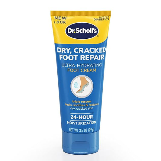 Dr Scholl's Dry, Cracked Foot Repair Ultra-Hydrating Foot Cream Moisturizer, 3.5 oz, Skin Care Foot Lotion with 25% Urea for Dry Cracked Feet, Heals and Moisturizes for Healthy Feet