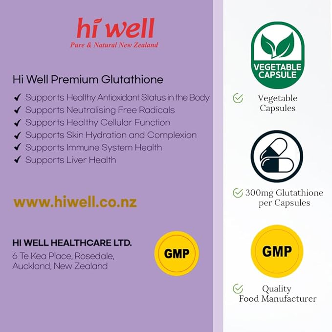 Hi Well Premium Glutathione with Marine Collagen 90 Vegetable Capsule