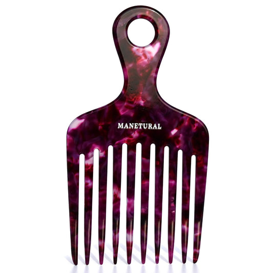 14MX Long-Tooth Comb/Afro Hair Lift Combs for Women's Curls and Men's Beards - Hand-Made, Hand-Crafted Beauty for Effortless Styling (Purple, 2 PACK)