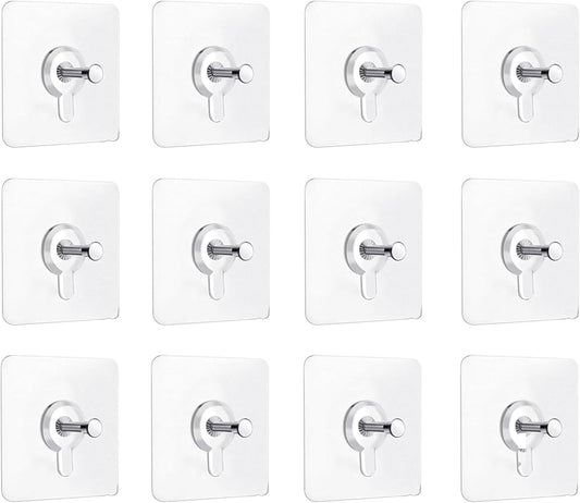 12PCS Picture Hangers Without Nails, Wall Hangers Without Nails, Adhesive Wall Hooks Picture Hanging for Inside Kitchen, Bathroom, Home and Office (10mm)