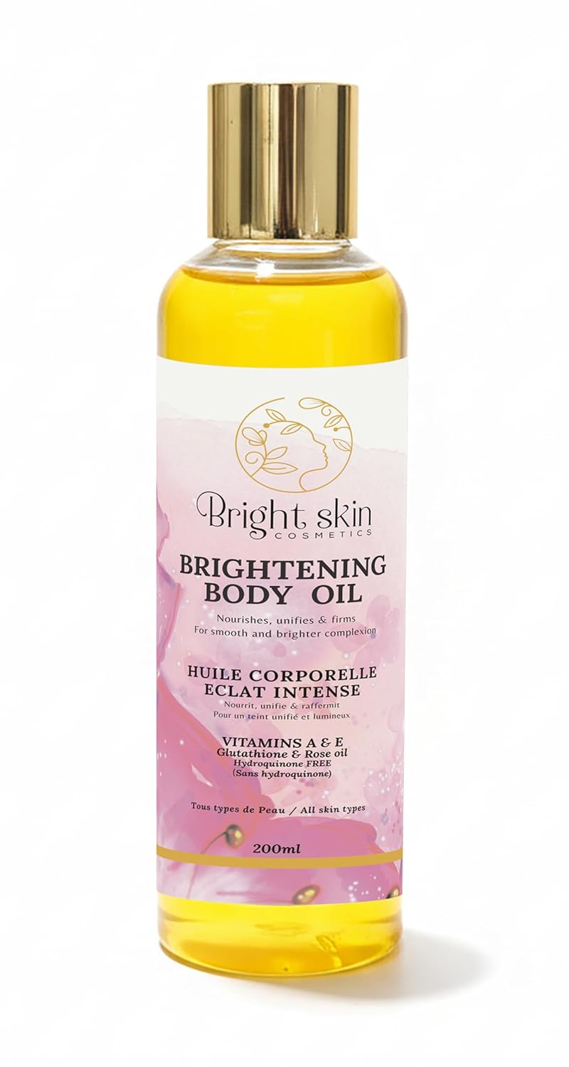 Best Brightening Body Oil (6.5 oz) - Glutathione, Arbutin, Rosehip Oil, Rose Extract for Uneven Skin Tone, Dark Spots, Scars, Anti-aging, Anti-wrinkle, Sunscreen, Scar Healing