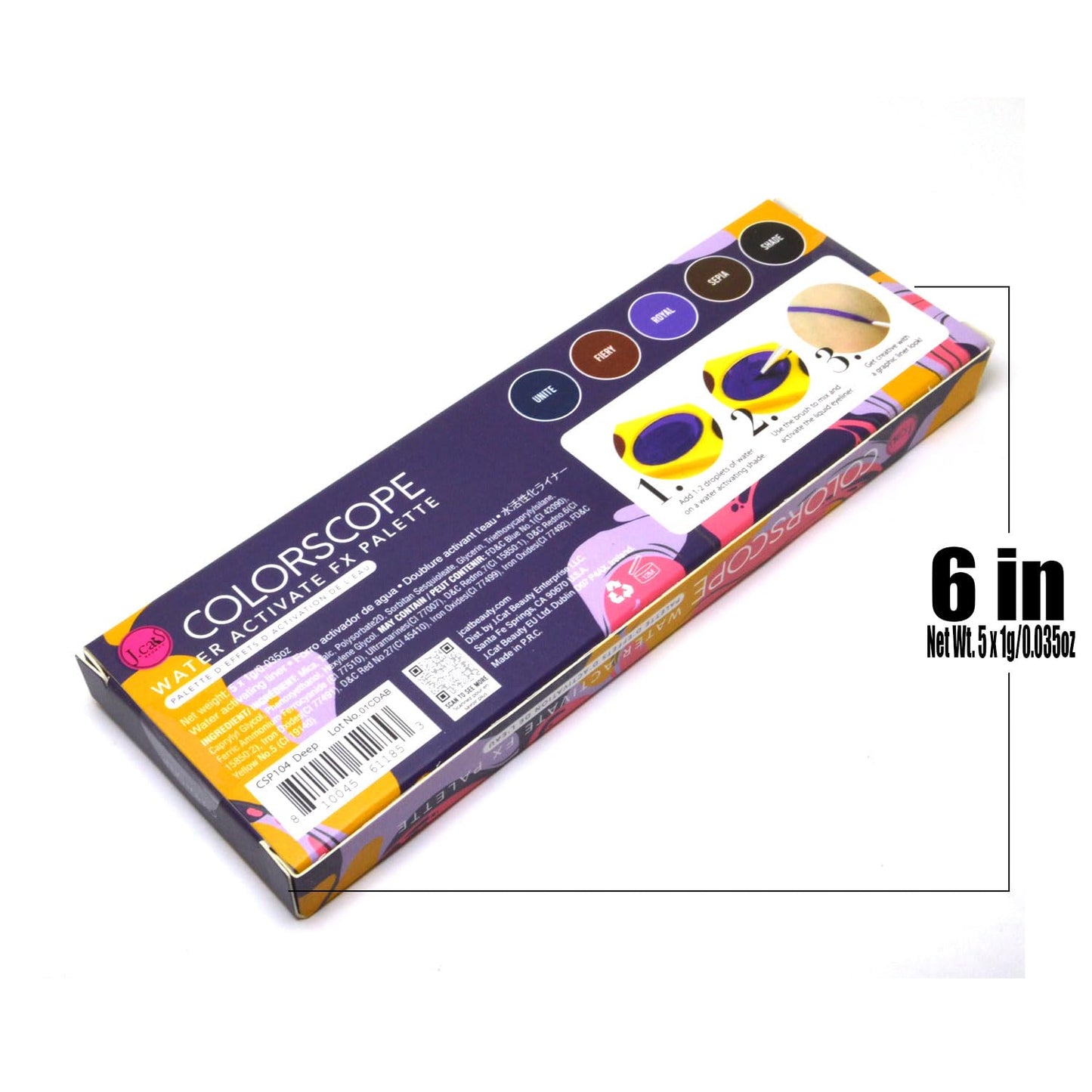 Jcat Beauty 1 Professional [ CSP104 : Deep ] Colorscope Water Activate FX Palette Eyeliner w/Brush + Free Zipper Bag