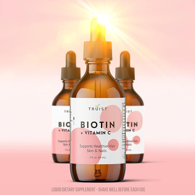 Pure Biotin Liquid Drops 10000mcg - Biotin (B7) Max. Strength for Hair, Skin & Nails - Vitamin C (8mg) - Women & Men - 60 Day Supply / 2.0 Fl. (60ml)