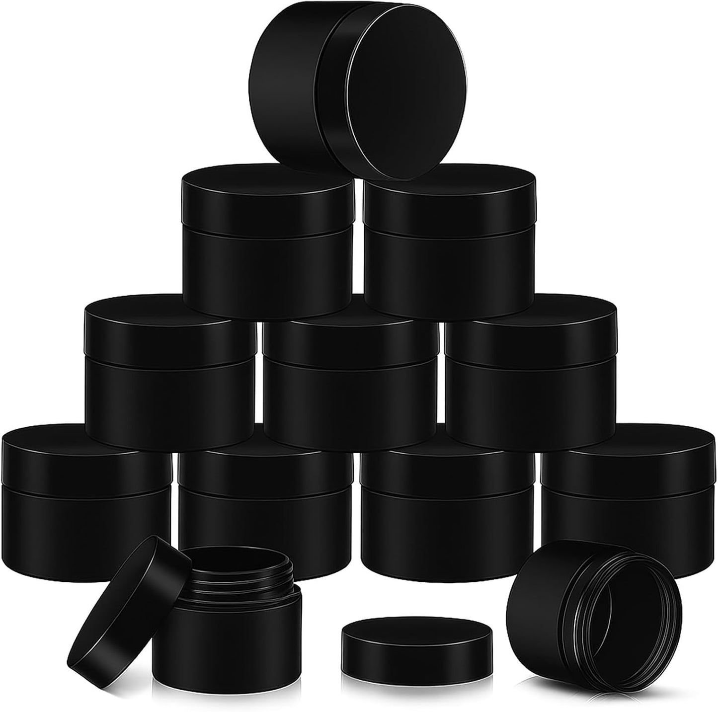 SATINIOR 12 Pack 4 oz Plastic Container Jars with Lids Round Clear Travel Cosmetic Container Slime Jar for Toiletries, Lotion, Cream, Ointment, Makeup, Rhinestone, Sample, Kitchen Storage(Pure Black)