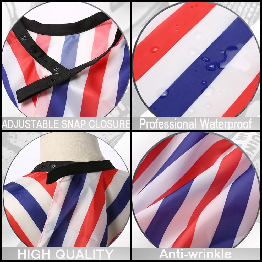 Professional Hair Cutting Cape with Neck Duster Brush, Salon Barber Cape, Hairdressing Accessories (Multicolor Stripe)