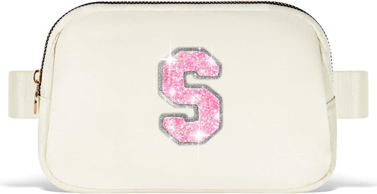 Gifts for Girls Teens Kids - Birthday Gifts for Daughter Sister Her,Teen Girl Essentials,Travel Essentials,Cute Teen Trendy Stuff Waist Packs Belt Bag Crossbody Bag | Cream,Initial S