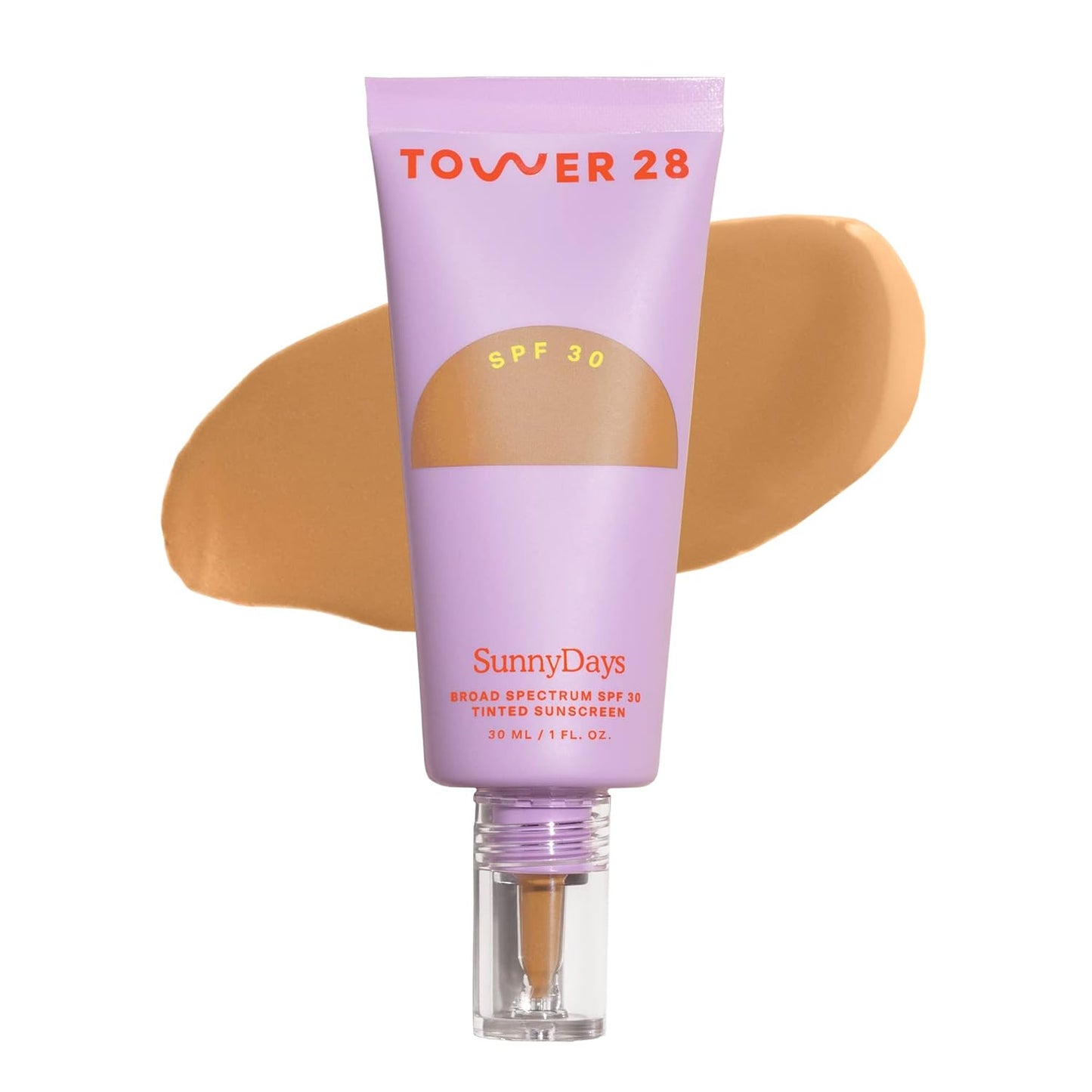 Tower 28 Beauty SunnyDays SPF 30 Tinted Mineral Sunscreen - For Sensitive Skin - 2-in-1 Facial Broad Spectrum UVA/UVB Protection + Foundation - Shade 30 PCH - Medium with Yellow Undertones, 1 Fl Oz