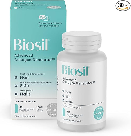 Biosil Collagen Generator - 30 Original Capsules - with Patented ch-OSA Complex - Generates & Protects Your Own Collagen - GMO Free - 15-Day Supply