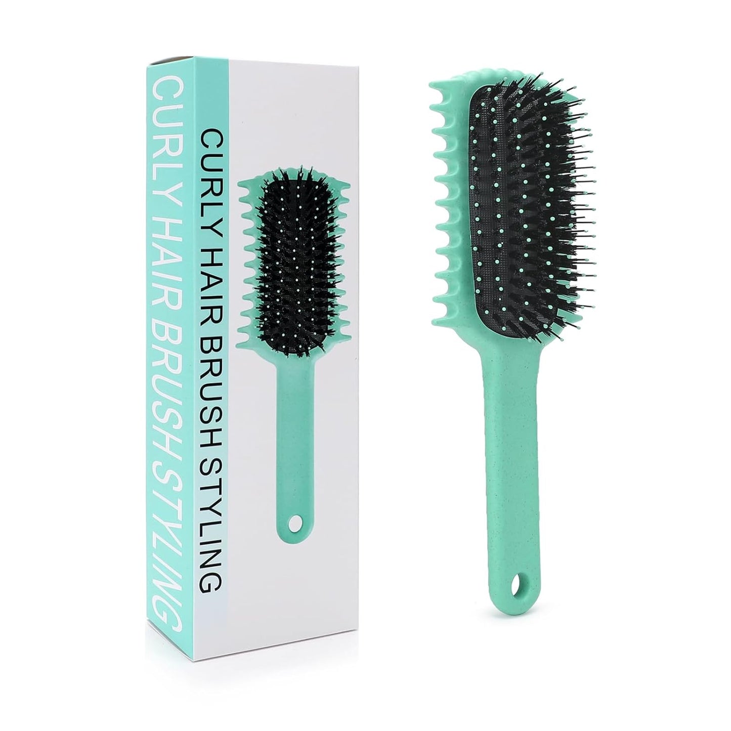 Curly Hair Brush, Volume Curl Defining Brush for Detangling Shaping and Styling Women's Curls, Reduce Pulling (Green)