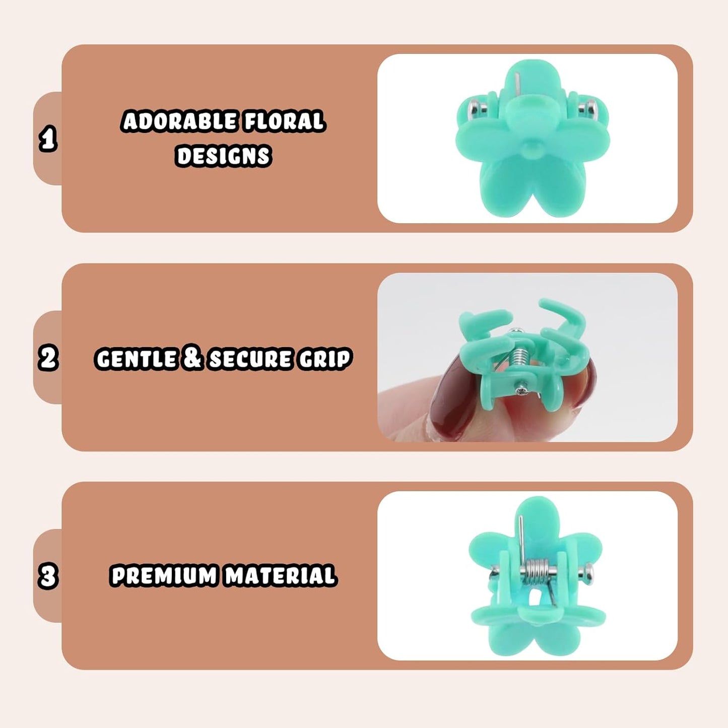 100 Pack Mini Flower Hair Claw Clips Small Flower Hair Clip Accessories for Fine Hair Bangs Toddler Girls and Women (Greenish-blue)